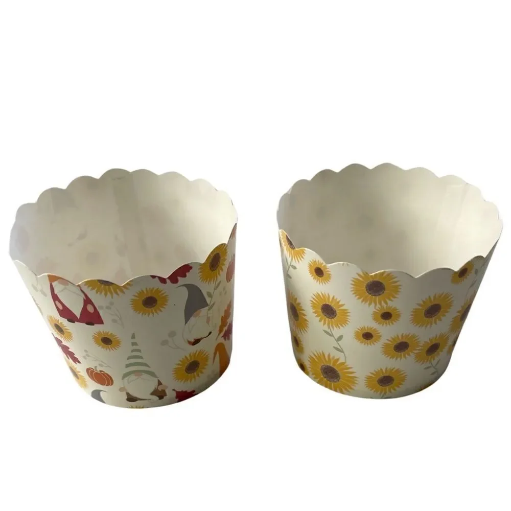 50 Count Fall Harvest & Gnome Sunflower Cupcake Liners New in Box
